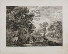 Load image into Gallery viewer, Herman van Swanevelt. Mercury silencing Battus. Etching. 1629-1641.