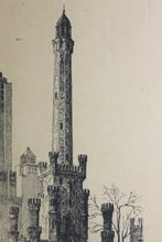 Load image into Gallery viewer, Leon René Pescheret. Water Tower, Chicago. Etching. 1932.