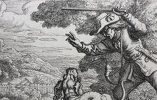 Load image into Gallery viewer, Francis Barlow. LXIV The Old Hound. From Aesop's Fables. Etching. 1666.
