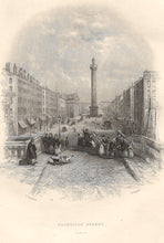 Load image into Gallery viewer, Thomas Creswick, after. Sackville Street. Dublin. Engraving by Henry Wallis. Early 19 century.