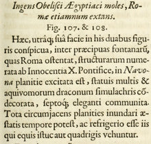 Load image into Gallery viewer, Georg Andreas Bockler. Four rivers fountain with Egyptian column on the Piazza Navona in Rome. Engraving #108. 1664.