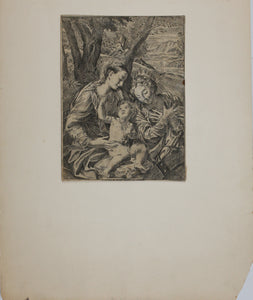 Carlo Maratti, after. Matrimonio de Santa Catalina. Etching. XVII C.