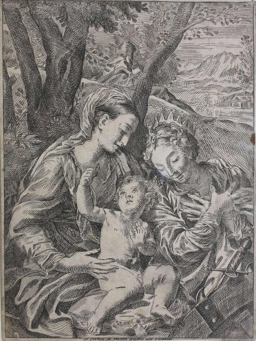 Carlo Maratti, after. Matrimonio de Santa Catalina. Etching. XVII C.