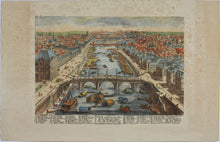 Load image into Gallery viewer, Pierre Aveline. View and perspective of the City of Paris. Hand colored engraving. XVIII C..
