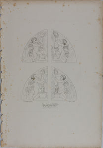 Dominiquino, after. Angels holding Candelabras. Line engraving by Lefèvre. 1804.