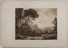 Load image into Gallery viewer, Claude Lorrain, after. Narcissus and Echo. Mezzotint and etching by Henry Dawe. 1825.
