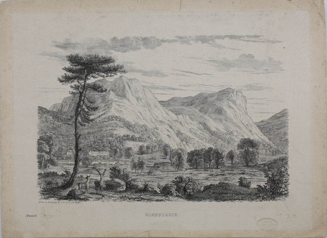 Andrew Leith Hay, after. Glenfeshie. Etching by JM. 1830-1835.
