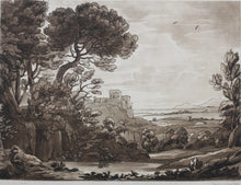 Load image into Gallery viewer, Claude Lorrain, after. Narcissus and Echo. Mezzotint and etching by Henry Dawe. 1825.
