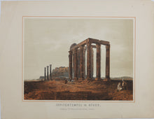 Load image into Gallery viewer, Carl Votteler, after. Temple of Jupiter in Athens (Olympieion). View of Athens. Lysikrates Monument. Three lithographies. Late XIX C.

