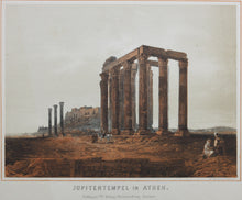 Load image into Gallery viewer, Carl Votteler, after. Temple of Jupiter in Athens (Olympieion). View of Athens. Lysikrates Monument. Three lithographies. Late XIX C.
