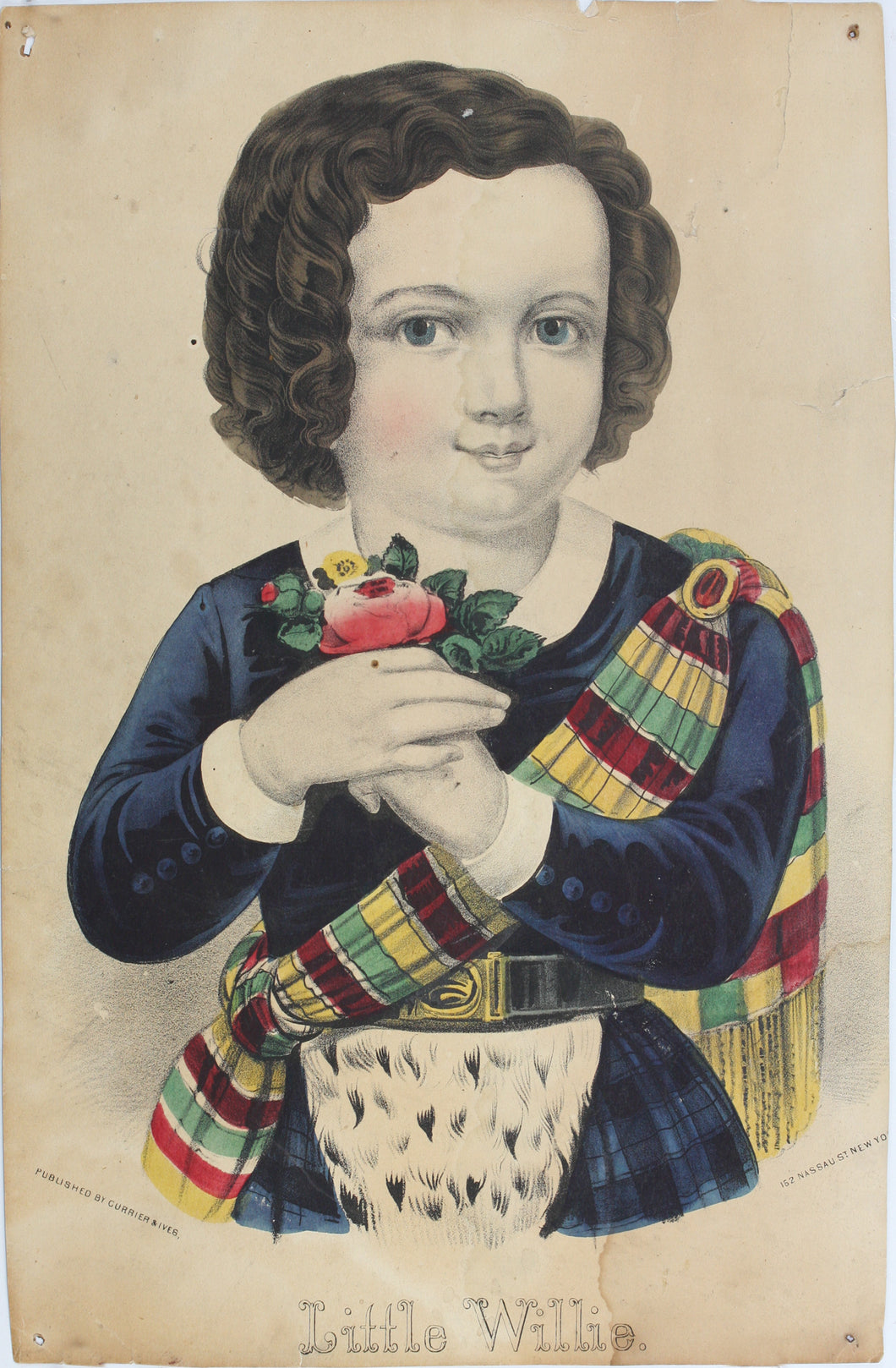 Currier & Ives. Little Willie. Hand colored lithograph. 1857-1907.
