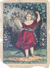 Load image into Gallery viewer, Currier &amp; Ives. The Little Flower Girl. ((subtitled &quot;The first flowers&quot;). Hand colored lithograph. 1853.
