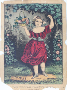 Currier & Ives. The Little Flower Girl. ((subtitled "The first flowers"). Hand colored lithograph. 1853.