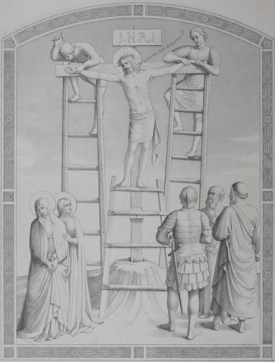 Fra Angelico, after. Crucifixion. Etching by Filippo Livy. 1853.