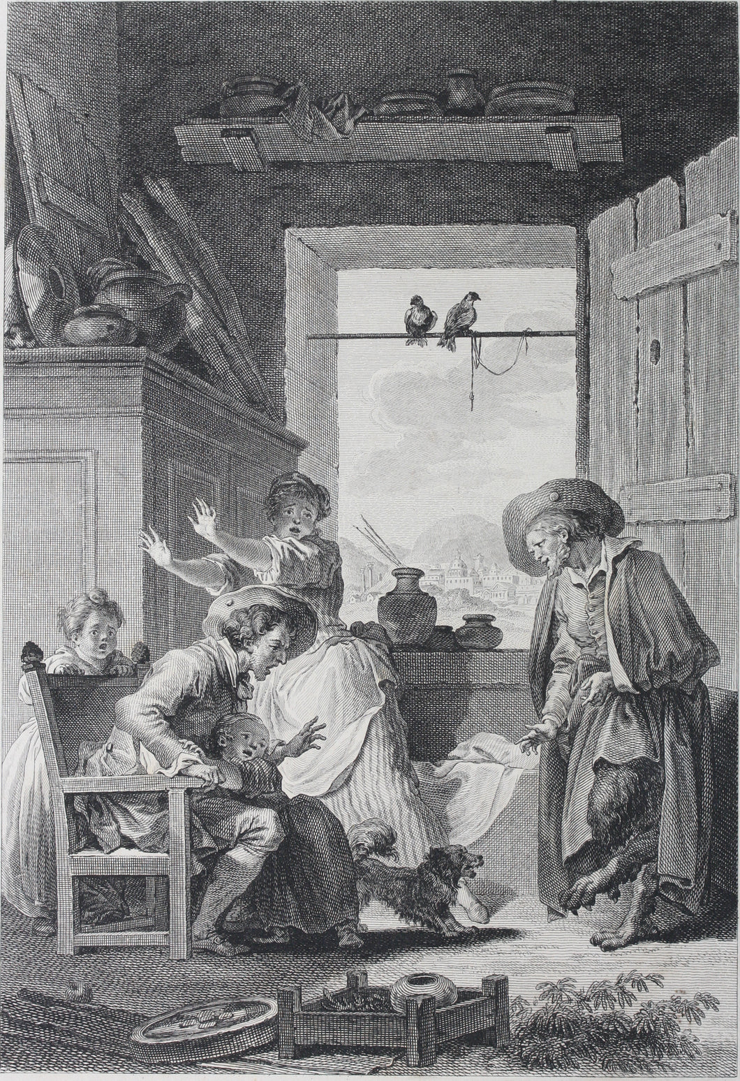 Jean Honoré Fragonard, after. Belphegor. Engraving by Jean-Baptiste Patas. 1795.