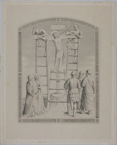 Fra Angelico, after. Crucifixion. Etching by Filippo Livy. 1853.