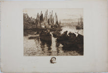Load image into Gallery viewer, Fernand Legout-Gérard, after. Fishermen in Harbour, Brittany. Etching by Georges Félix Garen. Late XIX-Early XX C.
