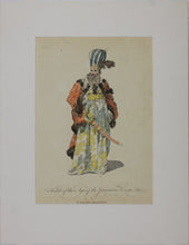 Load image into Gallery viewer, Joseph-Marie Vien, attributed to. Habit of the Aga of the Janesaries, in 1749. Hand colored etching. 1757-1772 (circa)(circa).
