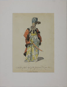 Joseph-Marie Vien, attributed to. Habit of the Aga of the Janesaries, in 1749. Hand colored etching. 1757-1772 (circa)(circa).