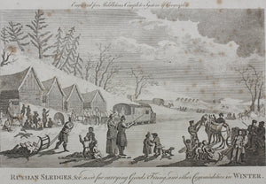 Anonymous. Russian Sledges, used for carrying goods, firing and other commodities in Winter. Etching. 1777.