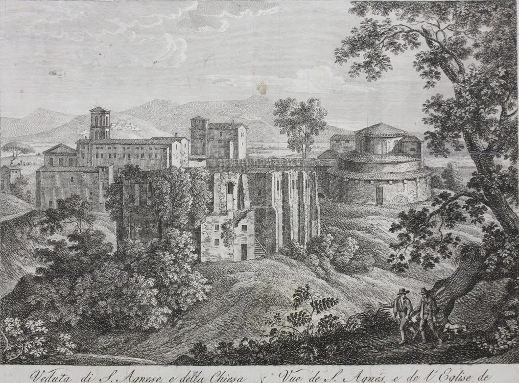 Anonymous. View of St. Agnes, and the Church of St. Constanza. Etching.