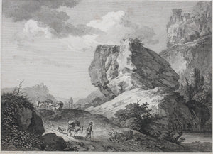 Adrian Zingg. Travellers on a Mountain Pass. Etching. 1770