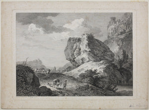 Adrian Zingg. Travellers on a Mountain Pass. Etching. 1770