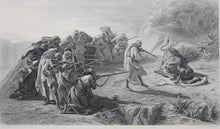 Load image into Gallery viewer, C. A. Coessin de la Fosse, after. The Rescue - Lion Hunting in Arabia. Engraving by J.C. Armytage. Late XIX C.
