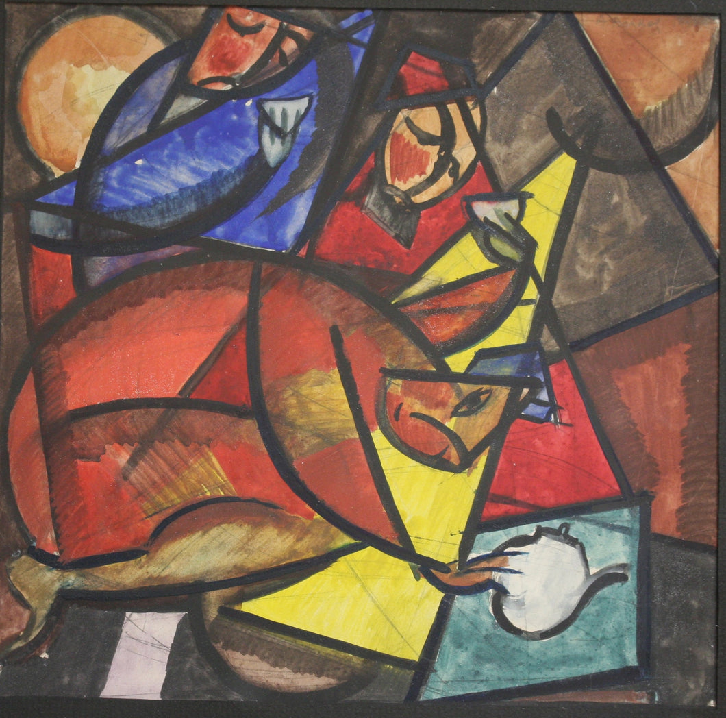 Alexander Volkov. Chaikhana. Pencil, watercolour and gouache, on paper. 1921.