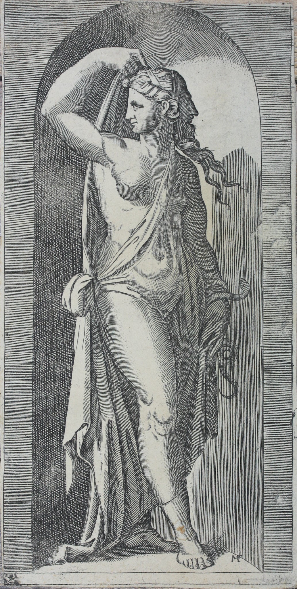 Raphael, after. Marcantonio Raimondi, after. Prudence. Engraving. XVI (?) C.