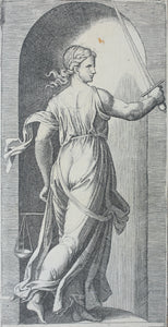 Raphael, after. Marcantonio Raimondi, after. Justice. Engraving. XVI (?) C.