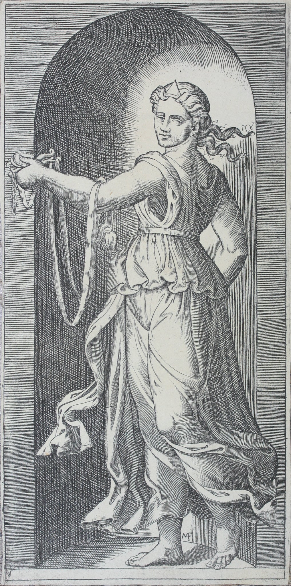Raphael, after. Marcantonio Raimondi, after. Temperance. Engraving. XVI (?) C.