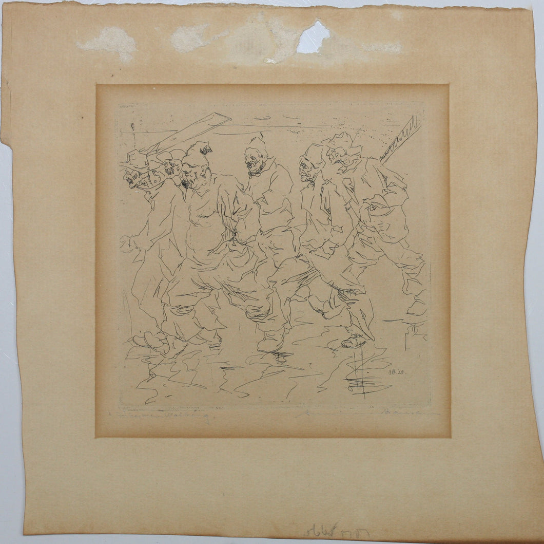 Armin Carl‏ Hansen. Fishermen Walking. Etching. 1925.