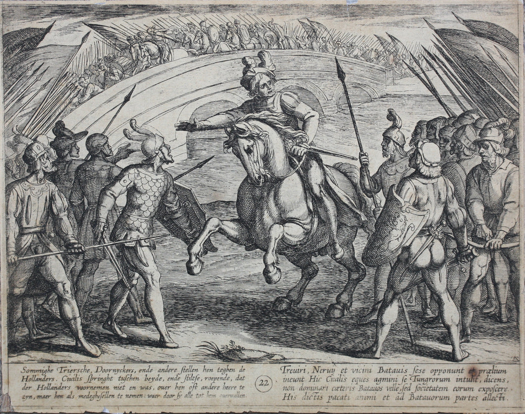 Otto van Veen, after. Civilis Separates German and Dutch Troops. Etching by Antonio Tempesta. 1611.