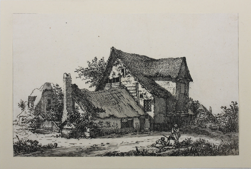 John Thomas Smith. View in a village with three houses. Etchings. 1793.