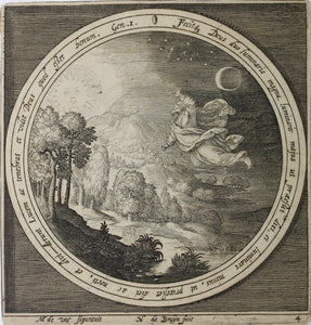 Maerten de Vos, after. Fourth Day of Creation. Engraving by Nicolaes de Bruyn. 1581 - 1656.