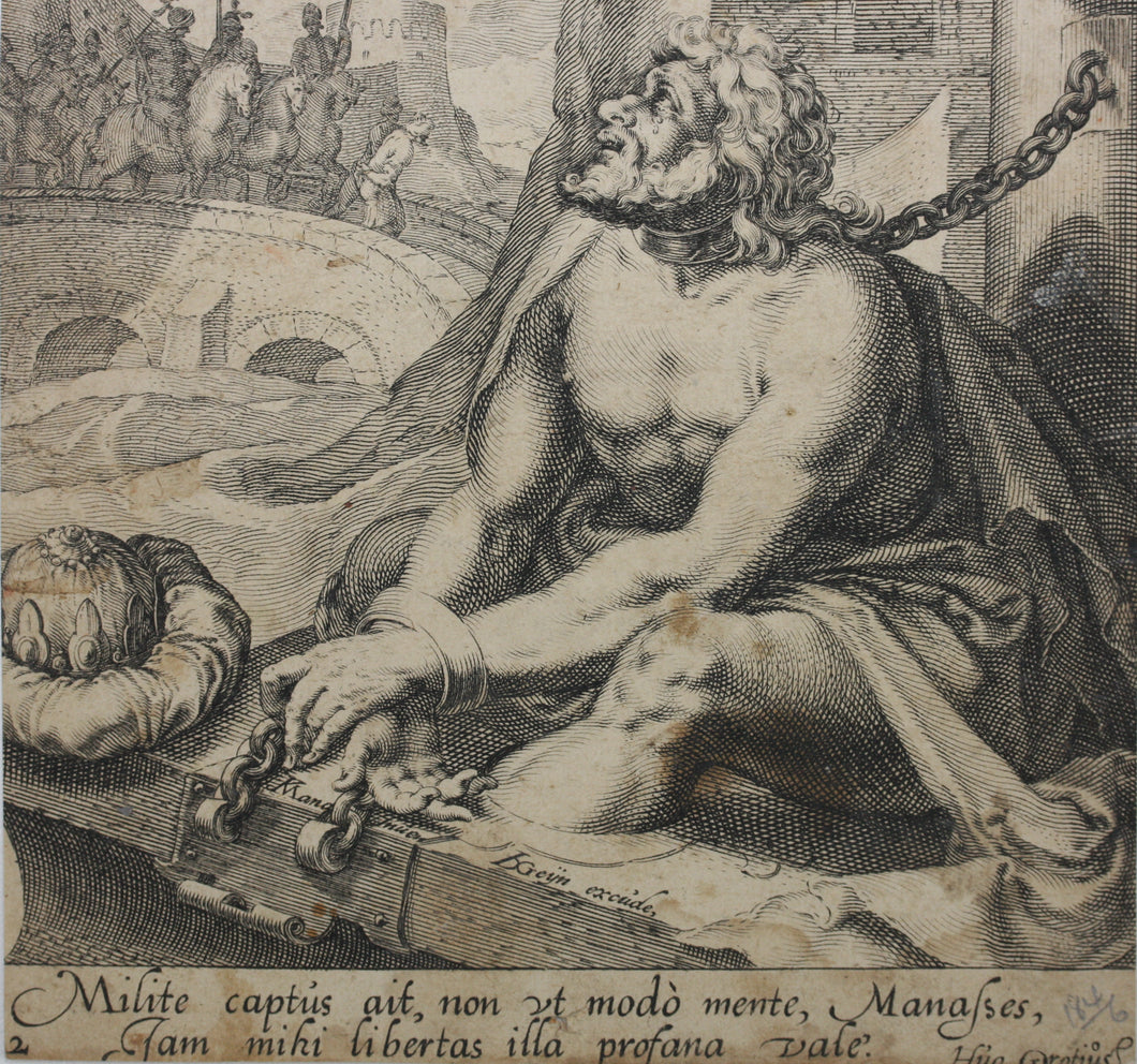 Karel van Mander I, after. Manasseh. Engraving by Zacharias Dolendo. 1595  (circa).
