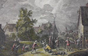 David Teniers the Younger, after. The miseries of war. Color etching by Jacques Philippe Le Bas. 1735-1783.