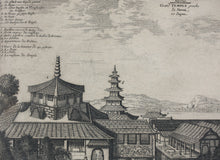 Load image into Gallery viewer, Arnoldus Montanus, after. View of the Great Temple in Osaka. Engraving by Jacob van Meurs. 1680.
