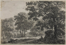 Load image into Gallery viewer, Anthonie Waterloo. Man with a dog along a forest path. Etching. 1630 - 1663 and/or 1630 - 1717.
