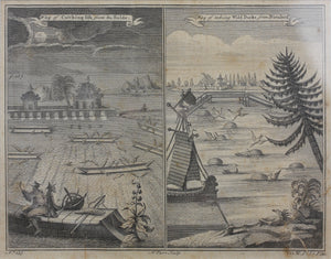 Nathaniel Parr. Way of Catching Fish and Taking Wild Ducks. Engraving. 1747.