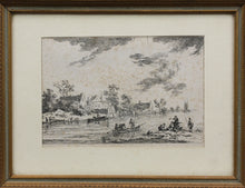Load image into Gallery viewer, European School XVIII C. Landscape with fishermen. Etching.
