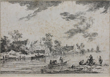 Load image into Gallery viewer, European School XVIII C. Landscape with fishermen. Etching.
