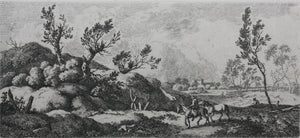 Ferdinand Kobell. Landscape - Boy with Horse. Etching. 1777.