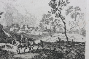 Ferdinand Kobell. Landscape - Boy with Horse. Etching. 1777.