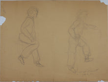 Load image into Gallery viewer, Jack Bennett. The Sailor and the Shark and two studies. Graphite drawing. 1974.
