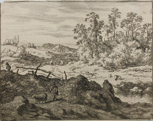 Allaert van Everdingen. Landscape with Sheepherder. Etching. 1631 - 1675.
