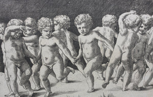 Raphael, after. Ten children dancing to a bagpipe. Engraving by Georges Reverdy. 1550.