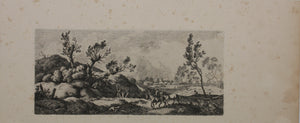 Ferdinand Kobell. Landscape - Boy with Horse. Etching. 1777.