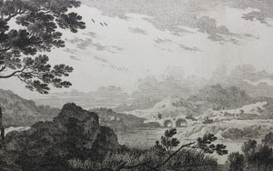 Gabriel Perelle. Landscape with river and bridge. Etching. XVII C.